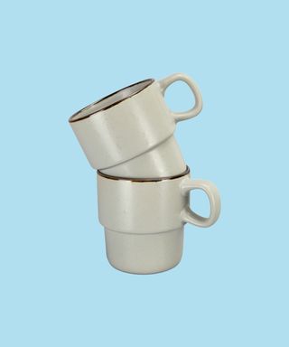 Beige Keepsake stackable coffee cup set of two.