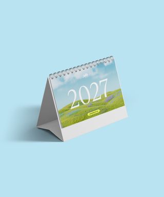 Desk calendar displaying the approved 2027 sample cover artwork.